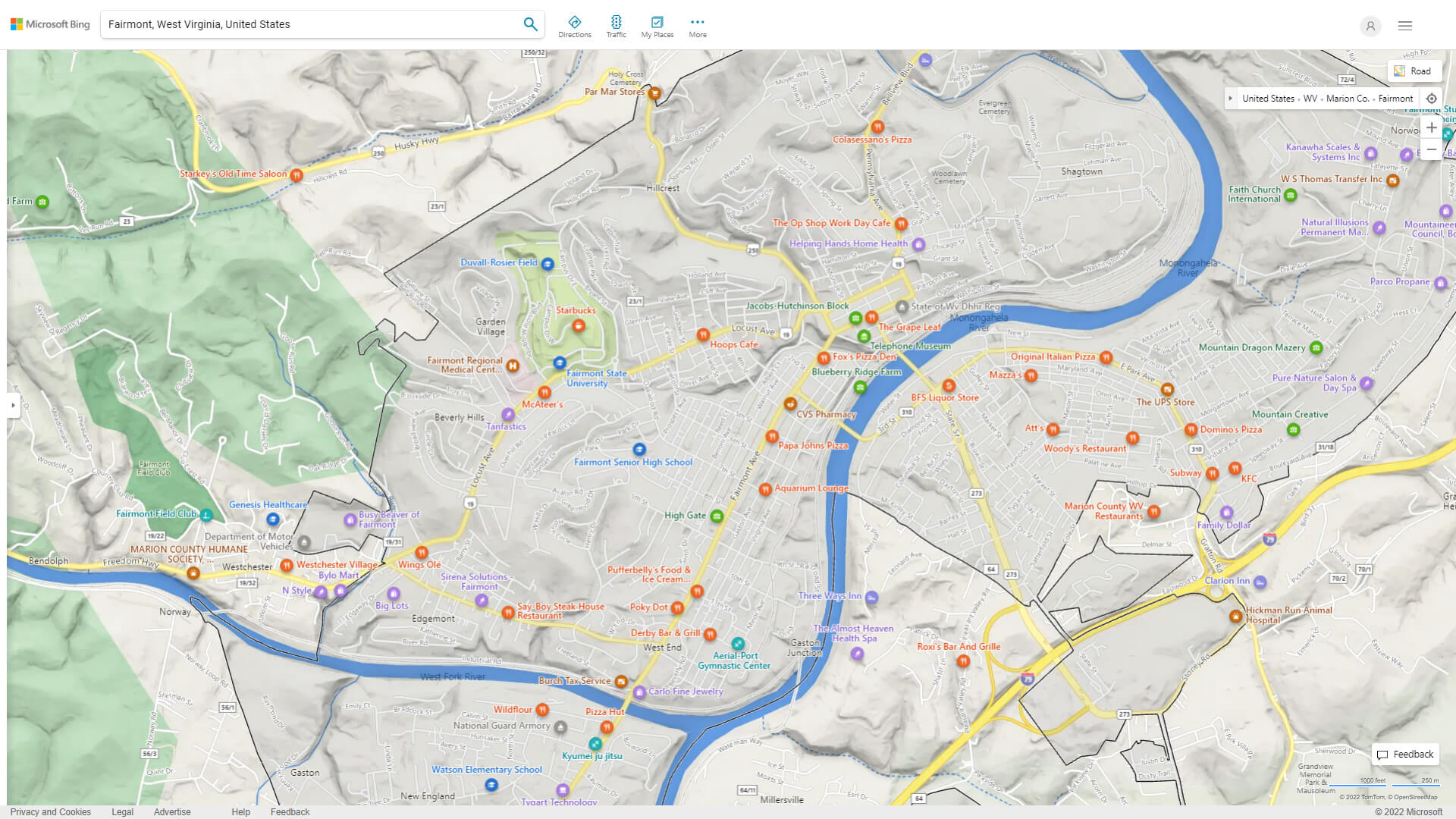 Fairmont Detailed Map